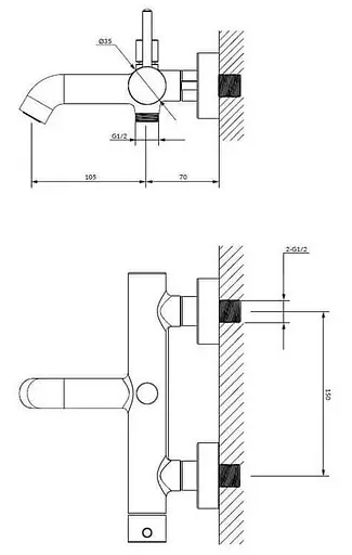 Змішувач для ванни Omnires Y black Y1230BL Чорний матовий - фото 2