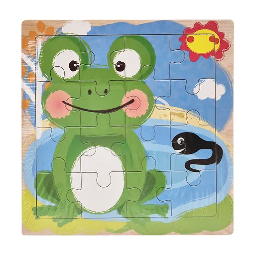 Деревяний пазл-вкладиш Жабка на ставку 73260-20, 16 деталей