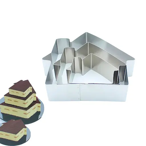 Металева кондитерська форма для випікання та складання тортів у вигляді будиночка (набір з 3 шт.) H 4.5 см, Kitchen Master Сірий 85787 - фото 1