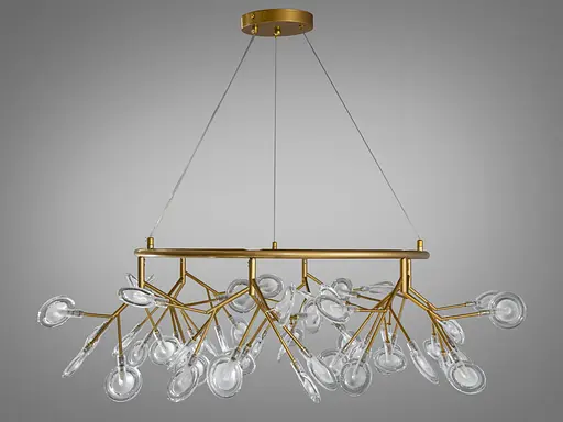 Чарівна люстра підвісна "Світлячок", 54 плафони, золото сатин - фото 1