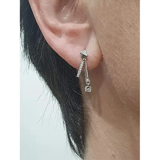 Срібні сережки Подіум з фіанітами. BB0142B - фото 5