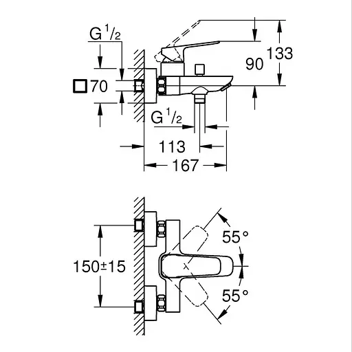 Набор для ванной 2в1 Grohe Tempesta Cube BF101813TC, Хром - фото 2