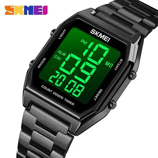 Чоловічий наручний годинник Skmei 1735 (Чорний з чорним циферблатом - фото 4