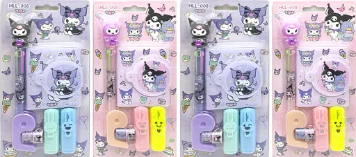 Набор Блокнот Зайчик Kuromi, 64 листа, ручка, 2 маркера, 2 скотча, диспенсер - фото 2