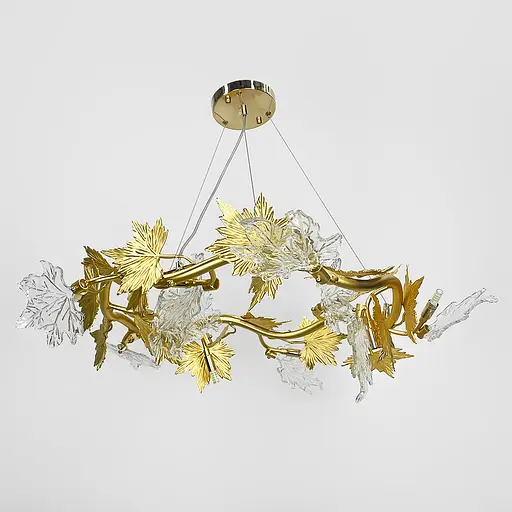 Люстра с декоративной листвой клена Ø100 см | Ст. MD 6015-1000 GD Line F - фото 4