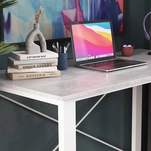 Письмовий стіл Ferrum-decor Драйв 750x1400x600 Білий метал ДСП Бетон 32 мм (FRD-103358) - фото 5