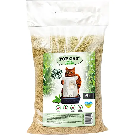 Уцінка. Наповнювач для котячого туалету Top Cat Tofu соєвий Зелений чай 6 л