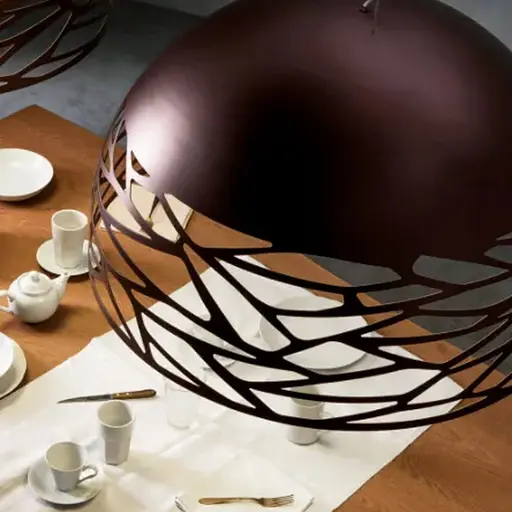 Світильник Лофт із коричневим різьбленим плафоном Ø 40 см | Арт. MJ 193-400 CF | Line F - фото 1