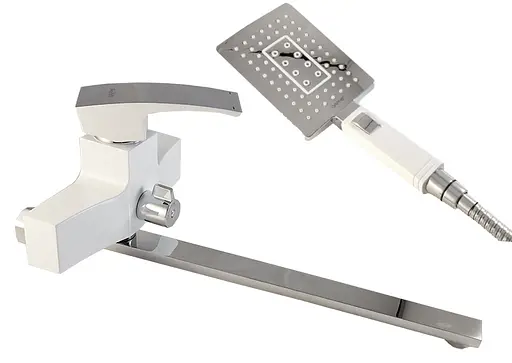 Смеситель для ванны длинный гусак белый/хром Ø35 Gappo Jacob 1/8 G2207-7 Белый - фото 1