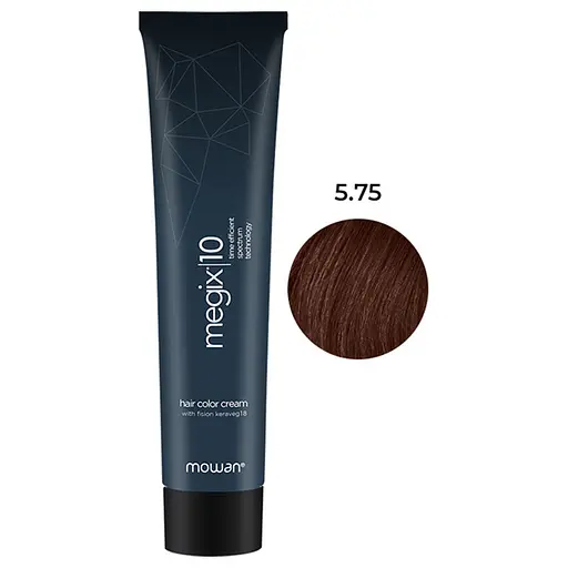 Професійна фарба для волосся з низьким вмістом аміаку Megix10 Mowan 5.75 коричнева глазур 100 мл - фото 1