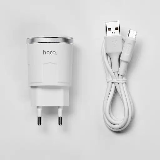 Адаптер сетевой Hoco Thunder Micro cable C37A | 1USB, 2.4A | - фото 3