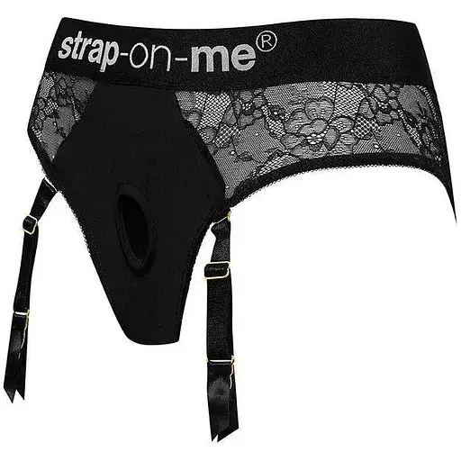 Мереживні труси для страпона з підв'язками для панчіх Strap-On-Me Diva Harness S - фото 2