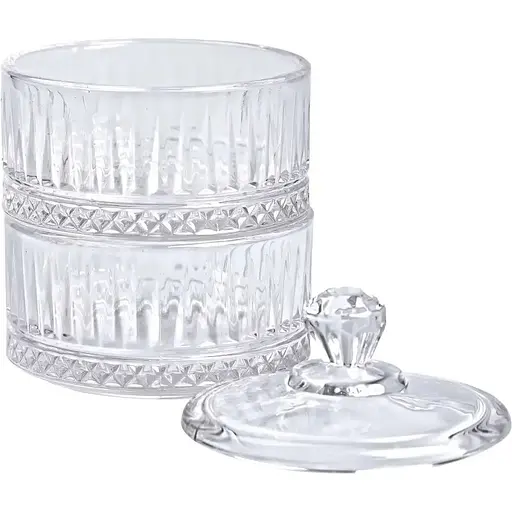 Конфета Yiwu двухуровневая с крышкой стеклянная ребристая прозрачная HP-YH-71 - фото 4