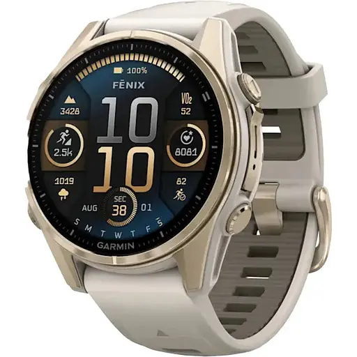 Спортивные часы Garmin Fenix 8 43 мм AMOLED Sapphire Soft Gold с Fog Gray/Dark Sandstone S. Band (010-02903-10/11)