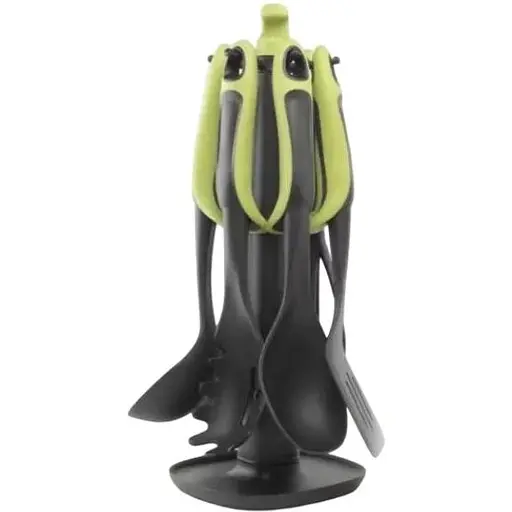 Набір кухонного приладдя Kitchen Tools Grandberg на підставці 7 предметів зелений - фото 1