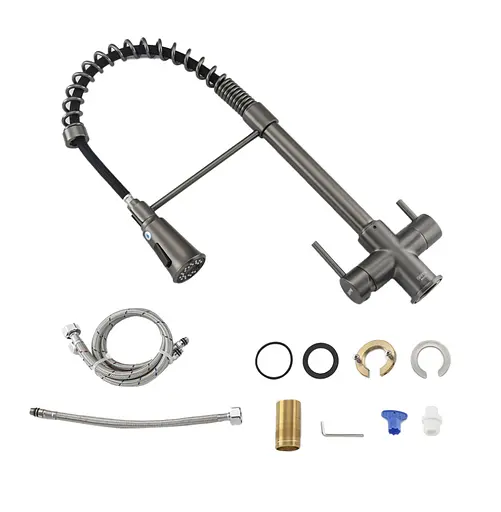 Смеситель для кухни Gappo с подключением фильтра G4398-69 серый Gungrey Графитовый хром - фото 4