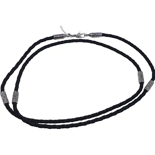 Ювелірний шнурок Меридіан 925 з текстилю з срібними вставками. 846/3 55 65