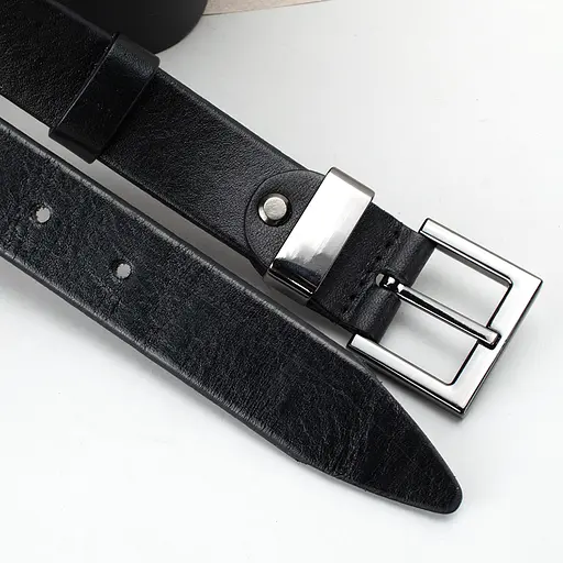 Ремень женский кожаный JK-3023 под джинсы черный с темной пряжкой (105 см) - фото 4