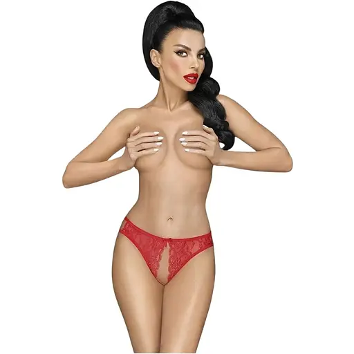 Трусики-тонг Penthouse Naughty Valentine Red кружево открытый доступ к интимным зонам M/L