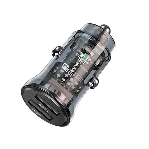 Автомобільний зарядний пристрій Usams US-CC162 C31 15W Transparent Dual USB A+A Mini Car Charger - фото 3