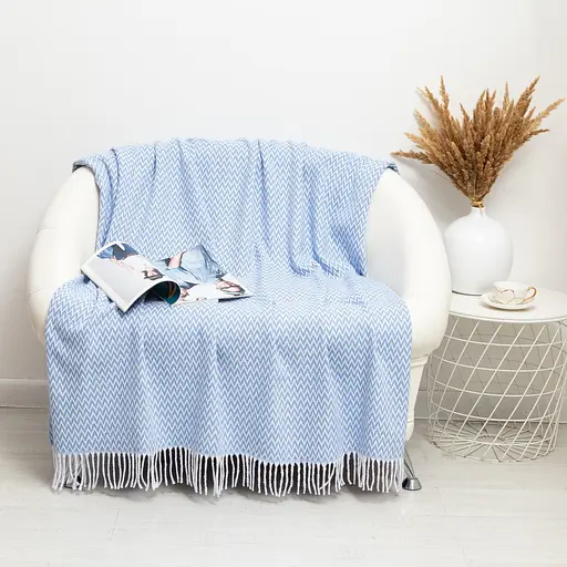 Плед бавовняний Vladi Валенсія Антоніо 140х200 біло-блакитний - фото 1