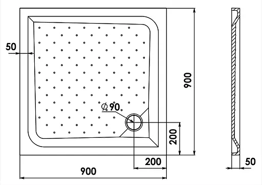 Душовий піддон Amidicon 900x900 з штучного каменю ПІДДОН_90_HL Білий - фото 5