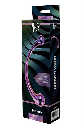 Двосторонній фалоімітатор Glamour Glass Curved Wand 17 см мульті - фото 2