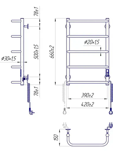 Полотенцесушитель Mario Стандарт НР-И 660х420-150 мм с таймером-регулятором 2.3.0213.10.P - фото 4