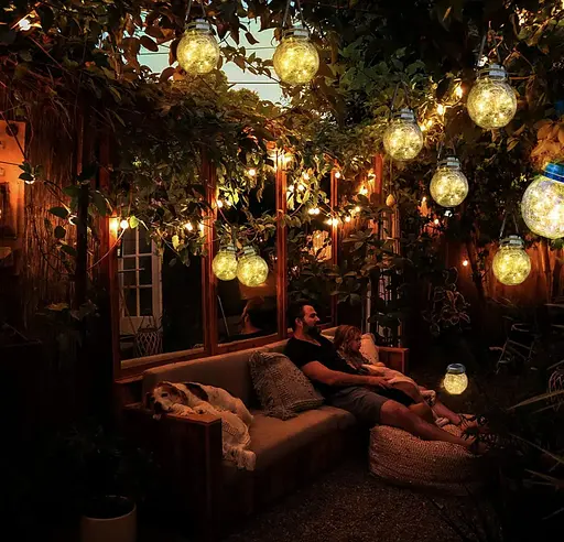 LED-світильник Нічник садовий скляний з сонячною батареєю 30LED Wharm White RGB - фото 2