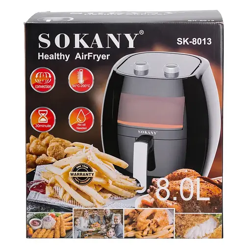 Аэрофритюрница безмасляная Sokany SK-8013 8л электрическая с механическим управлением таймер 1800Вт - фото 6