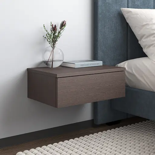 Тумба приліжкова Vays M-34 Венге Темний, навісна, з шухлядою, ЛДСП, 45х30х16 см - для спальні