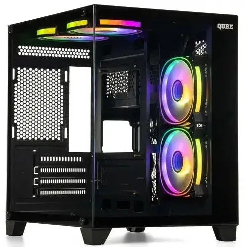 Корпус Qube REEF ARGB, чорний, MiniTower, без БЖ, для microATX / mini-ITX, 1xUSB 3.0 / 2xUSB 2.0, макс. CPU - 160 мм / VGA - 320 - фото 1