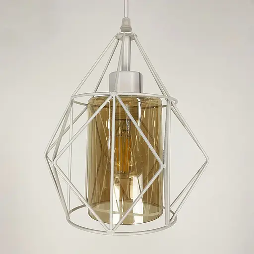 Підвіс у білому корпусі із янтарним плафоном Line.F 12652/1 WT+AM - фото 1