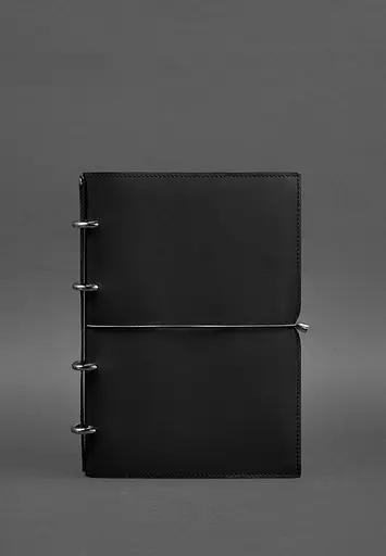 Шкіряний блокнот А4 на кільцях (Софт-бук) 9.0 в м'якій обкладинці чорний краст - фото 2