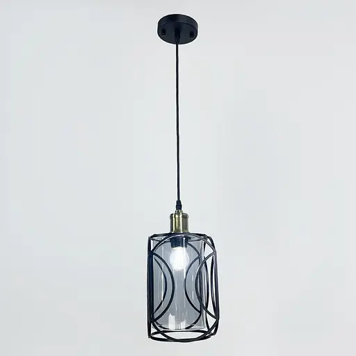 Стильний чорний підвіс із графітовим плафоном з серії Лофт | Арт. 12055/1 BK+GR | Line F - фото 1