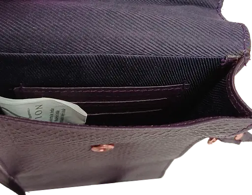 Небольшая женская кожаная сумка для телефона UP2 Fashion баклажан sum0028726 - фото 7