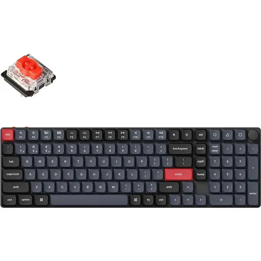 Keychron Клавіатура механічна K17 Pro 100Key, Gateron MX 2.0 Red, WL/BT/USB-A, QMK, Hot-swap, RGB, білий в центрі