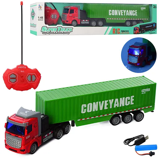 Трейлер радіокерований, на акумуляторі, 34.5 см, 1:48, світло, гумові колеса, AH999K-4D