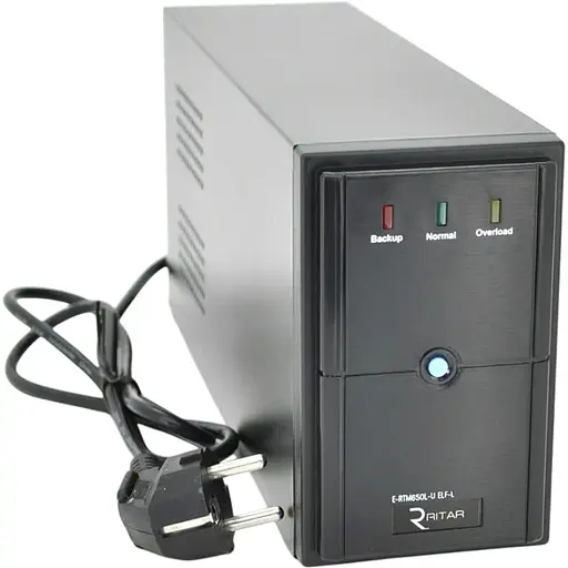 ИБП Ritar E-RTM650L-U (390W) ELF-L, LED, AVR, 2st, USB, 2xSCHUKO socket, 1x12V7Ah, металлический Case Q4 (370x130x210) 4,8 кг (310x85x140)