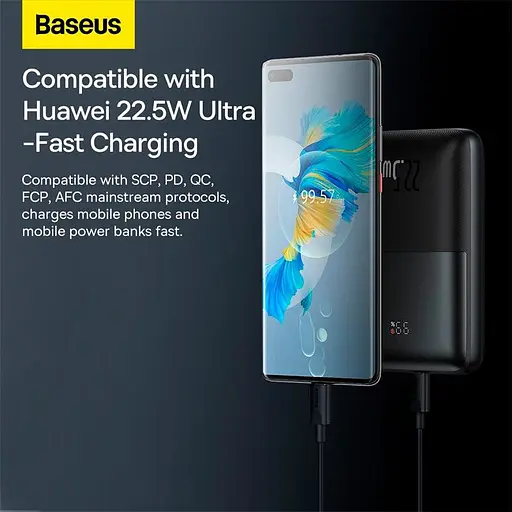 Мобільна батарея BASEUS Bipow Pro Digital Display Fast Charge 20000mAh 22.5W белая - фото 6