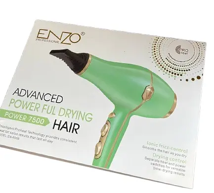 Фен для волосся Enzo EN-6006 з іонізацією та функцією швидкого сушіння 7500 Вт Салатовий - фото 5