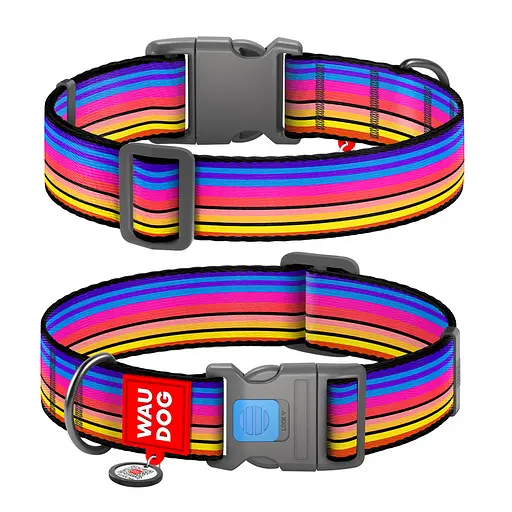 Ошейник для собак нейлоновый Waudog Nylon с QR-паспортом "Линия 1" пластиковый фастекс XXL Ш 35 мм Д 46-70 см