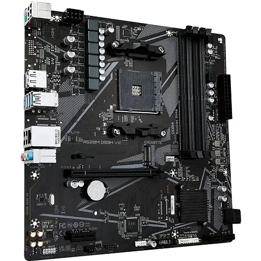 Материнская плата Gigabyte AM4 (A520) A520M DS3H V2, A520, 4xDDR4, Int. 6xUSB3.2/4xUSB2.0, HDMI/DP, MicroATX - фото 3