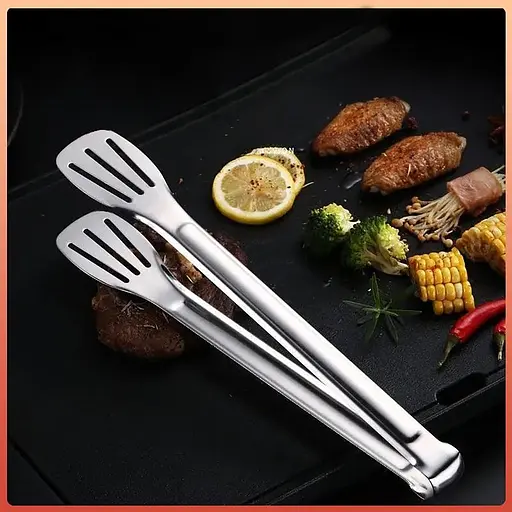 Щипці лопатки кухонні універсальні з нержавіючої сталі для грилю, м'яса, барбекю 33 см, Kitchen Master Сріблястий 85797 - фото 2