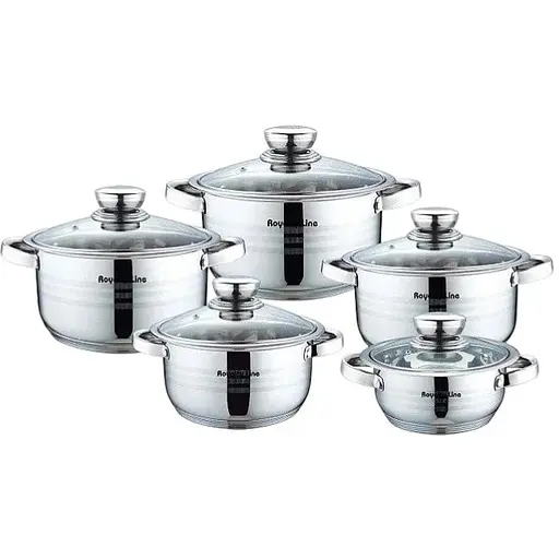 Набір каструль 10шт Royalty Line RL-1003 багатошарова з магнітним дном - фото 1