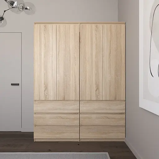 Шкаф для одежды Vays со штангой и полками, 6 ящиков, комплект из 2 шкафов R9+R16 Дуб Сонома