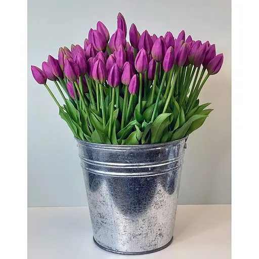 Тюльпани штучні Hvoya Real Touch латексні букет з 7 закритих бутонів фіолетові - фото 8