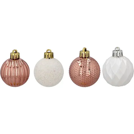 Комплект елочных шариков Chomik пластиковые 4 см розовые и белые 16 шт. (GIF7351) - фото 2