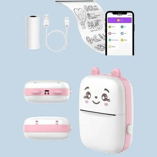 Портативный детский принтер Mini Printer Розовый - фото 4