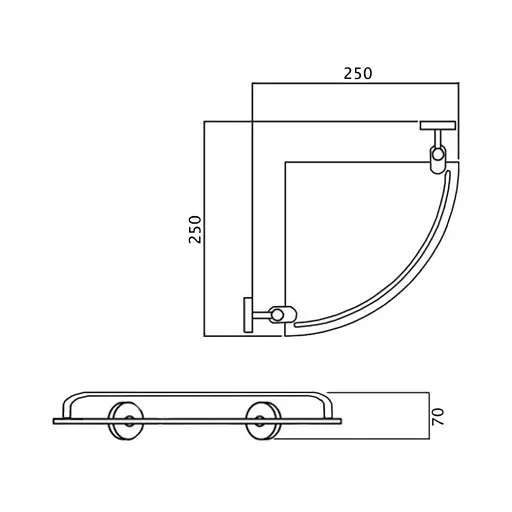 Полка стеклянная угловая Lidz (CRG)-114.10.01 - фото 2